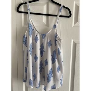 Show Me Your Mumu Women's Small Sarah Swing Tank Blue Printed Blouse Sleeveless